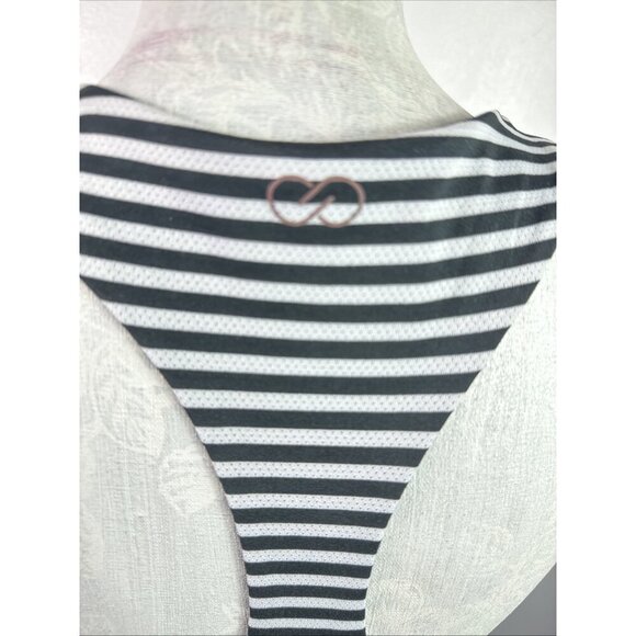 Calia Women's M Racerback Chiffon Lined Tank B&W Striped EUC - Picture 7 of 15